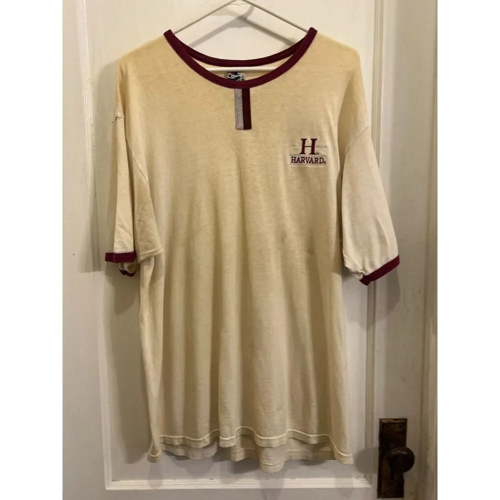 Vintage Harvard Champion Cream Y2K Crewcut T Shirt Tee Top  Mens Size XL - Picture 2 of 13